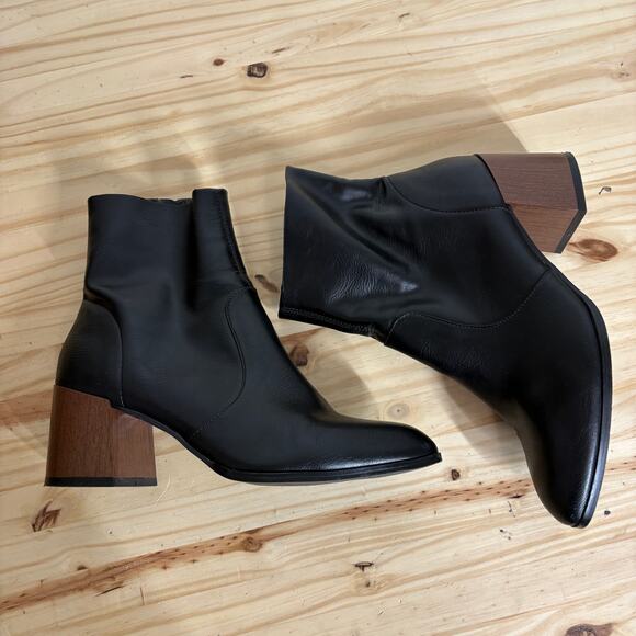 Asos Womens Size 8 Ankle Boots Black Patent Leather Heeled Side Zip Almond Toe - Picture 9 of 11